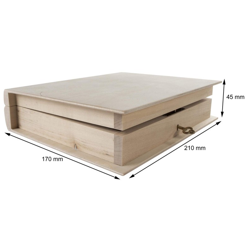 Lockable Wooden Book Shaped Box Decorative Bookcase Accessories Holder Hiding