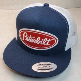Yupoong Peterbilt Red Patch Yupoong Trucker Hat YP Classic 6006 Snapback Navy/White