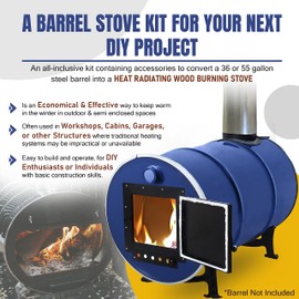 Sonret Barrel Stove Kit – Perfect For 30-55 Gallon Barrel Metal Barrel - Camping Equipment Barrel Stove Kits - Fire Wood Camp Stove Barrel Woodstove Kit for Emergency Heating & Cooking and Survival…