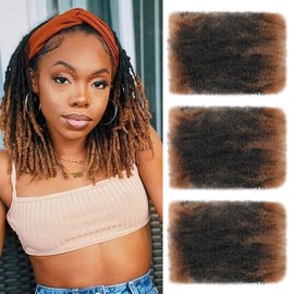 Afro Kinkys Bulk Hair for Dreadlock Extensions 3 Bundles 90g Micro Twist Repair Locs Braiding Crochet Hair Synthetic Afro Kinky Curly Braiding Hair for Black Women and Man (T30#, 8inch)