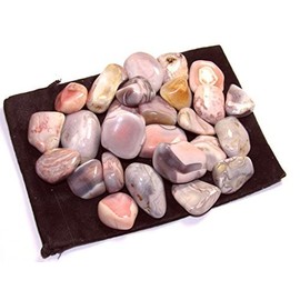 Zentron Crystal Collection: Tumbled Pink Botswana Agate, Includes Velvet Bag - Large 1" Pieces (1 Pound)