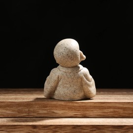 Carefree Fish Buddha Statue Minimalist Sandstone Buda Ornament Monk Figurine Zen Decor Bring Home a Ray of Sunshine