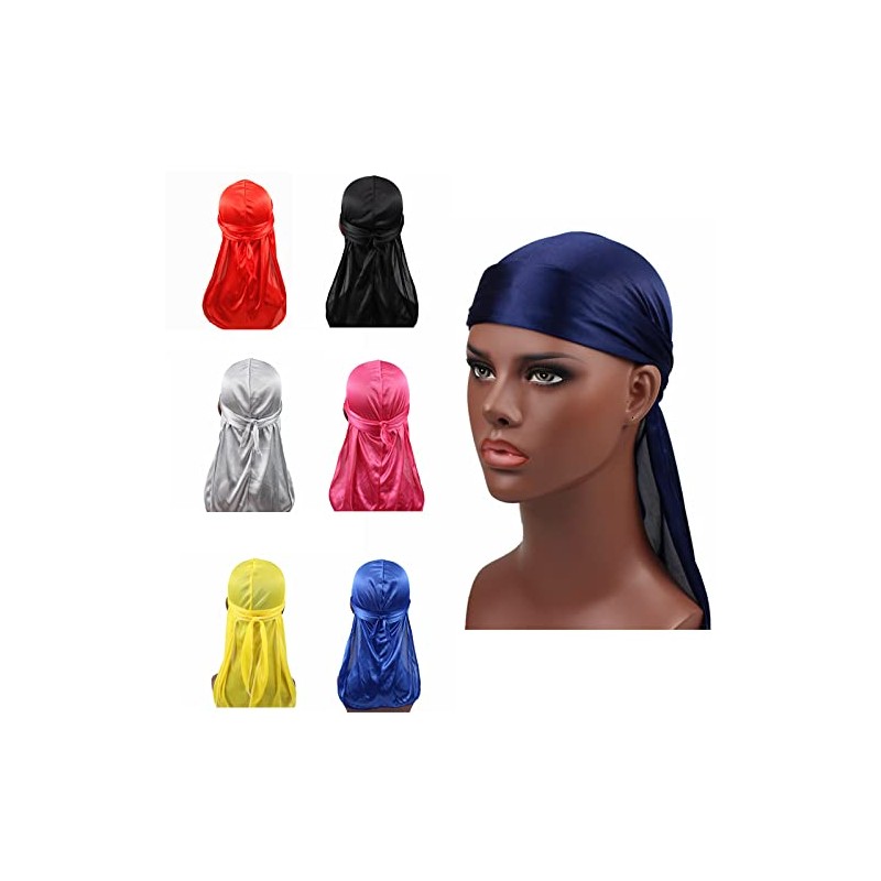 RAGBYB Men Silk Durag Long Straps Bandanas for Men Headwear