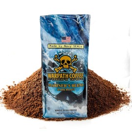 Warpath Coffee Dark Roast Ground Coffee, Mariner's Blend, High Caffeine, Extra Strong Roasted 100% Arabica Coffee Ground Beans, Rich Aroma, Full-Bodied Intense Cup, Created by Navy SEALs, 2lb