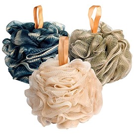 Fishent Esponja de Baño de Lufa, Paquete de 3 Esponjas Exfoliantes para El Cuerpo, Esponjas de Ducha de Puf de Malla Suave de 60G, Esponja Vegetal par
