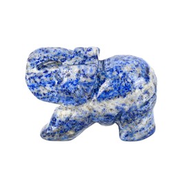 WHAL&YUNE Lapis Lazuli Elephant Figurine Natural Crystal Gemstone Sculpture for Home Office Feng Shui Decor Lucky Gift - 1.5 inches