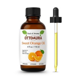 Sweet Orange Essential Oil 4oz with Dropper – 100% Pure & Natural Cold Pressed – Therapeutic Grade Citrus sinensis Oil for Aromatherapy, Skin, Hair, Diffuser, Cleaning & DIY – by OTTO AURA