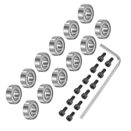 uxcell 12Pcs Bearing Accessory Kit 3/16" I.D. 3/8" OD 1/8" Thick Top Mounted Bearings for Router Bit (#5-40 x 1/4" Screws)