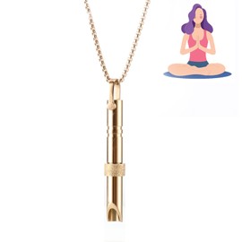 anxiety relief breathing necklace,anapana breathing necklace,calms for anxiety,Durable Stainless steel necklace, Meditation Breathing Practice for relaxation gifts for women (03#) (Style A- glod)