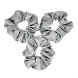 iUptown Chic Satin Scrunchies for Women Girls, Sleep Hair Holder Scrunchy, Elastic Ties Band Ponytail Bun, Frizz Breakage Prevention (Grey)