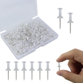 Pack of 132 transparent drawing pins, push pins, push pins, push pins, pin board with plastic box, card nail push pins for DIY, wall cards, bulletin board