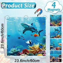 4 Pcs Fluorescent Light Covers with 32 Magnets Decorative for Classroom Ceiling Light 2 x 2 Feet Magnetic Light Covers Filter Easy Install for Office Hospitals & Home Drop Ceiling Supplies （Ocean）