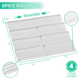AMBIRD Spice Drawer Organizer, 4 Tier-2 Set Clear Spice Rack Tray Expandable From 11'' to 22'', Seasoning Organizer with non-slip tape for Kitchen, Cabinet, Drawers, Countertop(JARS NOT INCLUDED)