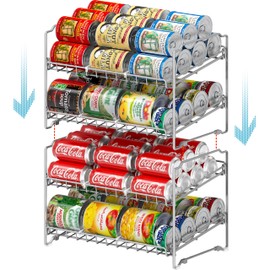 Simple Houseware 2 Tier Stackable Can Rack, Silver, 2 Pack