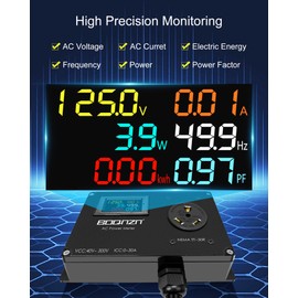 30A 125V AC Power Meter, NEMA TT-30P to TT-30R Outlet Monitor, Multifunction Energy Monitor Voltage Current Frequency Power Factor, LCD Display Digital Multimeter Tester with Input Wiring Harness
