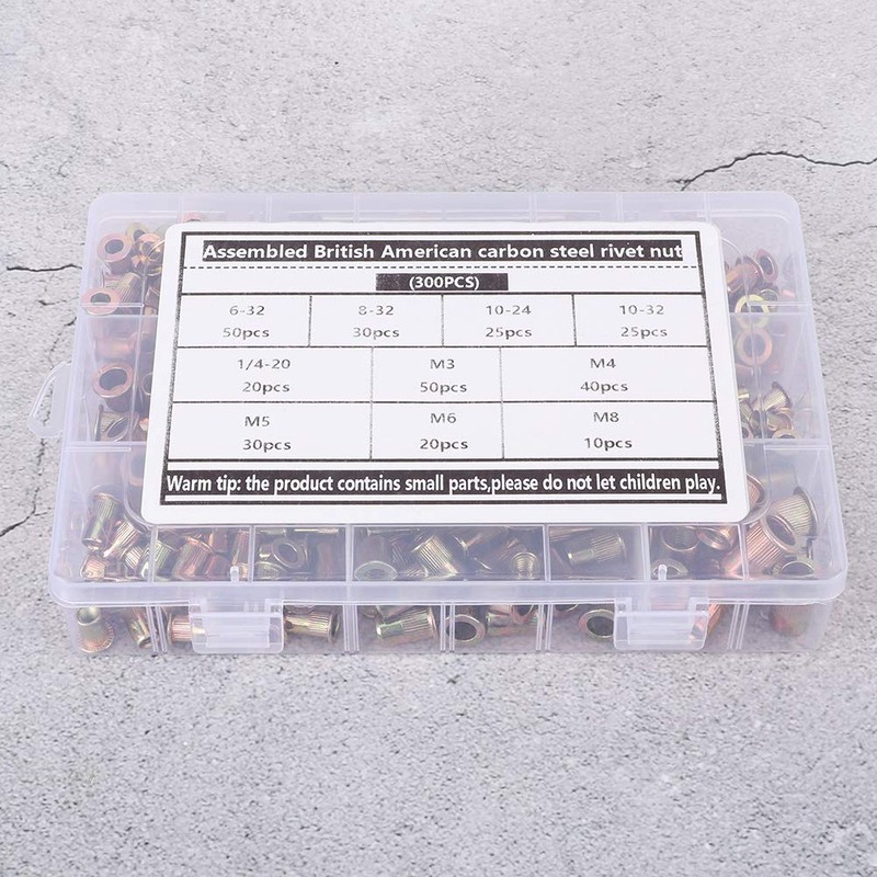 Homimor 300 Tuercas De Remache, Juego De Acero Al Carbono