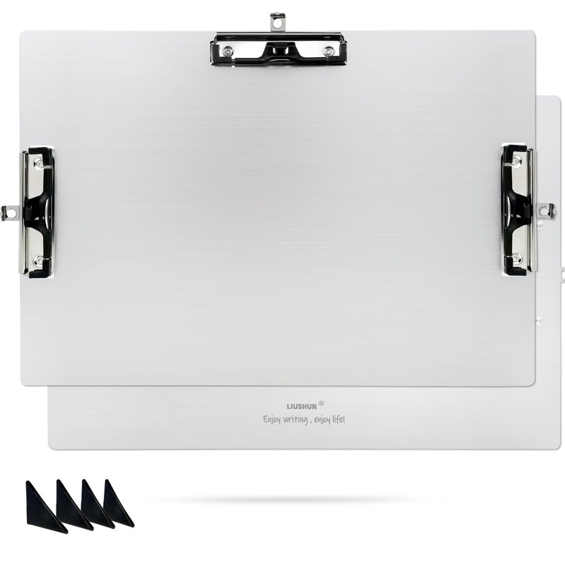 Aluminum 11x17 Clipboard A3 Metal Stainless Hangable Clipboards with 3