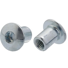 M6 x 10mm x 15mm, Nickel Sleeve Nut With Round Head, Barrel Nuts, Socket Head Ericsson Nut, Insert Furniture (Pack of 10)