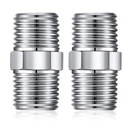 Shower Hose Connector, 1/2 Inch Hose Extension Stainless Steel Male to Male Hoses Connector Threaded Pipe Connection – 2Packs