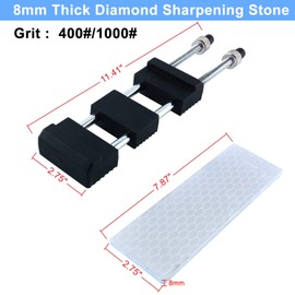 Homend Diamond Sharpening Stone Double-Sided 400/1000# 8'' Diamond Sharpening Stone Sharpener (Sharpening Stone + Adjustable Holder)