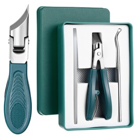 KFHENSOMR Beak Beveled Nail Clippers Professional Anti-Splash Slanted Nail Clipper Wide Jaw Opening Edge Nails Clippers Long Handle Oblique Slanted Toenail Clipper for Men Women (Green)