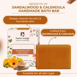 Pasion Indulge Sandalwood Handmade Bath Soap, Natural Essential Oil Nourishing Bath Bar | Deep Cleansing | Bath soap for all type skin - (Pack of 3)