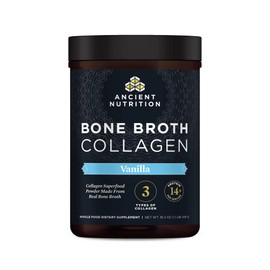 Ancient Nutrition Ancient Nutrition Collagen Powder, Bone Broth Collagen, Vanilla, Hydrolyzed Multi Collagen Peptides, Supports Skin and Nails, Joint Supplement, 30 Servings, 18.3oz