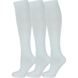 ZRWASKA® 3 Pairs Girls Knee High School Socks Comfort Fit Cotton Rich Socks back to School Socks Uniform Party Wear Long Socks Stocking Girls Bow Knee High School Sock WHITE, 12½ - 3½ (7-10 year)