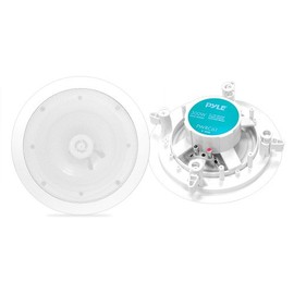 6.5” Ceiling Wall Mount Speakers - 2-Way Weatherproof Full Range Woofer Speaker System (Pair) Flush Design, 60Hz-22kHz Frequency Response 300 Watts Peak & Template for Easy Installation - Pyle PWRC61