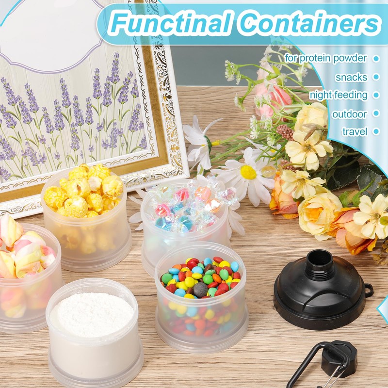 Baderke 2 Pcs Protein Powder Travel Container with Funnels Stand,