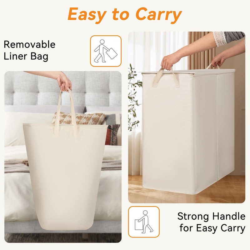Chrislley 160L Laundry Hamper 2 Section, Double Laundry Basket with