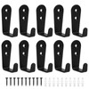 Pasking Pack of 10 Wall Hooks - Black Matt Stainless