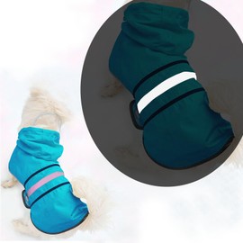 Dog Raincoat Waterproof Reflective Slicker - Lightweight Breathable Hooded Poncho Rain Coat Jacket with Adjustable Belly Strap and Leash Hole for Small Medium Large Dogs (Small, Blue)