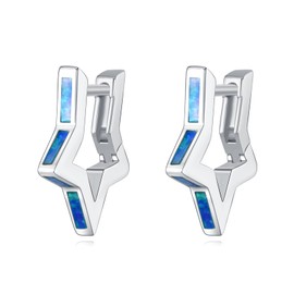 POPLYKE Hoop Earrings for Women Sterling Silver Opal Huggie Hoop Earrings Jewellery Gifts, Sterling Silver