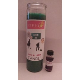 Get A Job Green Spiritual Candle with Oil wicca, hoodoo, voodoo