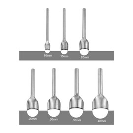 sourcing map 7pcs Half-Round Leather Punch, 10mm-40mm, Leather Cutter Arch Curve, Belt End Cutter, Iron Half Circle Punch Tool for Crafting Strap Belt, Wallet and Bag