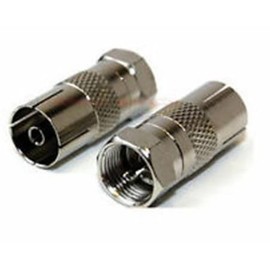 ASCL 2 x Coax Socket Female to F Plug Male Connector Adaptor TV Satellite Aerial Cable Lead Convertor