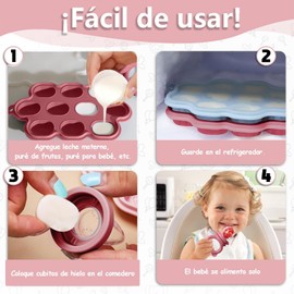 12PCS Vajillas Platos para Niño Silicona,Set Alimentacion Complementaria Niños,Set Alimentacion Complementaria Niños sin Bpa,Antideslizante,Fácil de Limpiar,Apto para Microondas. (Rosa Oscuro)