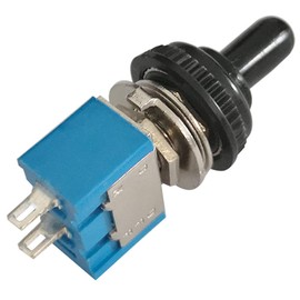 CESFONJER 10 SPDT Mini Miniature Toggle Switch, On/Off 2 Pin 2 Position Mini Toggle Switch + Waterproof Cap AC 125V/6A, 250V/3A (Blue)