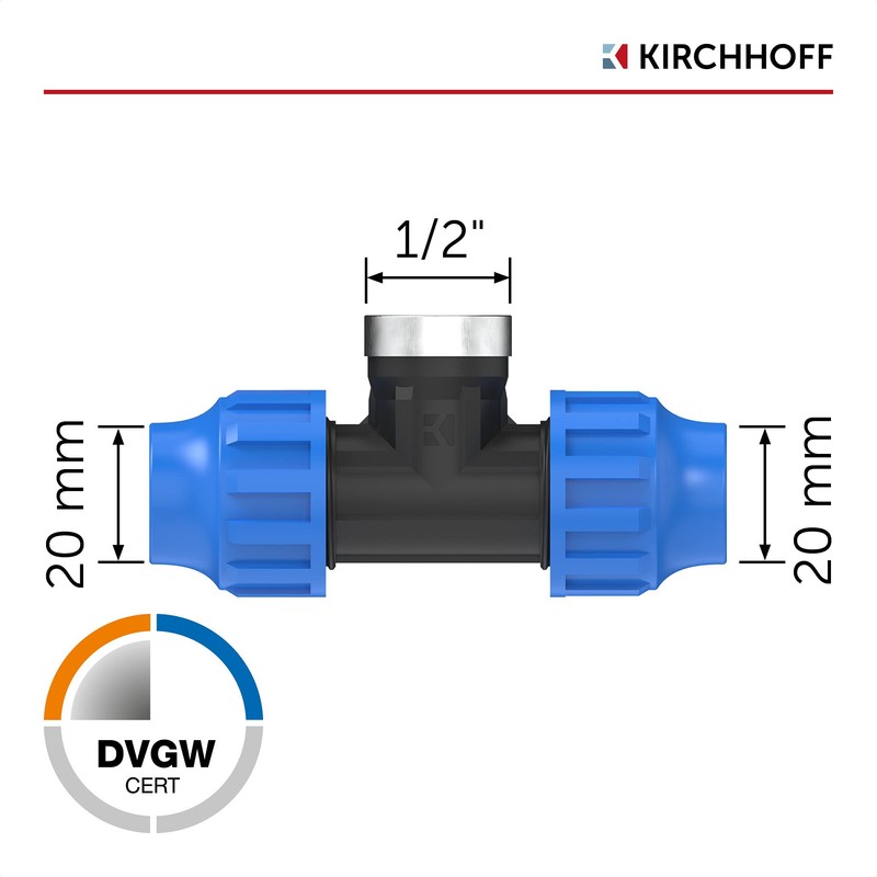 Kirchhoff Fitting T-piece with internal thread, plastic 1/2 inch x