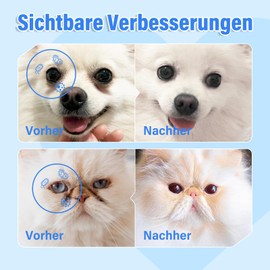 Oivolii Augenreiniger für Hunde & Katzen, Tränenfleckentferner Hund mit kosmetischen Wattepads, sanfte & effektive Augenpflege, Vorbeugung von Tränenflecken, 60 ml
