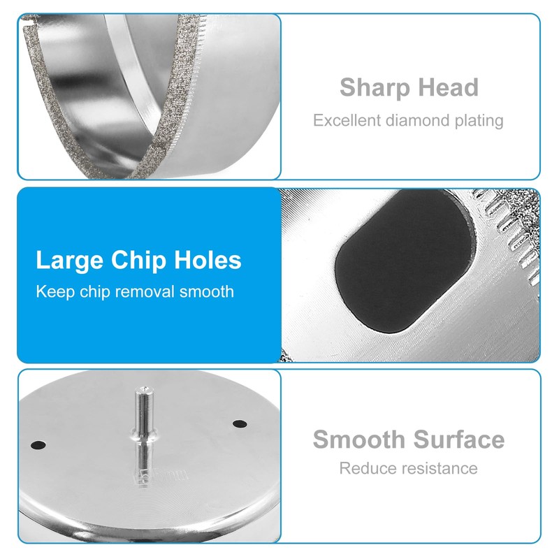 Jamiikury 6-1/8 Inch Diamond Tile Hole Saw Drill Bits, Suitable