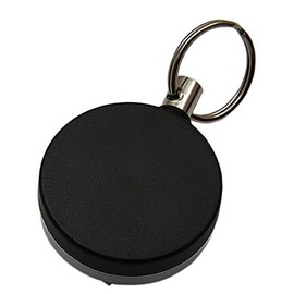 Practical rollmatic keychain of metal in black/silver - extra tear-resistant cord