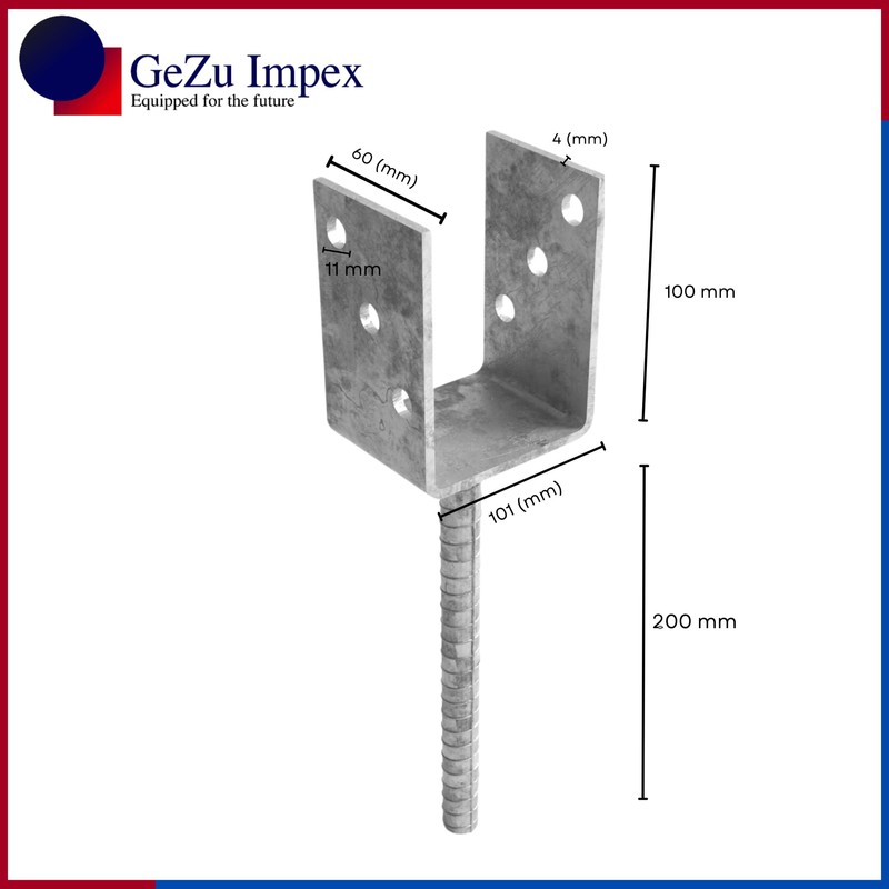 GeZu Impex® U-Post Support 101 mm U-Shape with Stone Pin