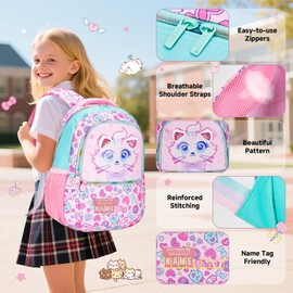 Amythe School Bag Girls 1st 3rd Grade Set 5 Pieces Kids Backpack Primary School Lightweight Cartoon Design Fashion Satchel School Bag Sets for Kids, Pink Model 2, Backpack Backpacks