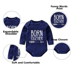 YSCULBUTOL Baby Twins bodysuits Best Friends Forever Baby clothes Set with bibs girl outfit with hat（dark L3M）