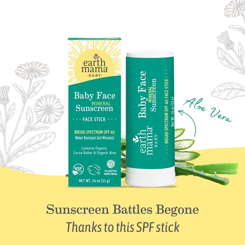 Earth Mama Baby Face Mineral Sunscreen Stick & Lotion Set,