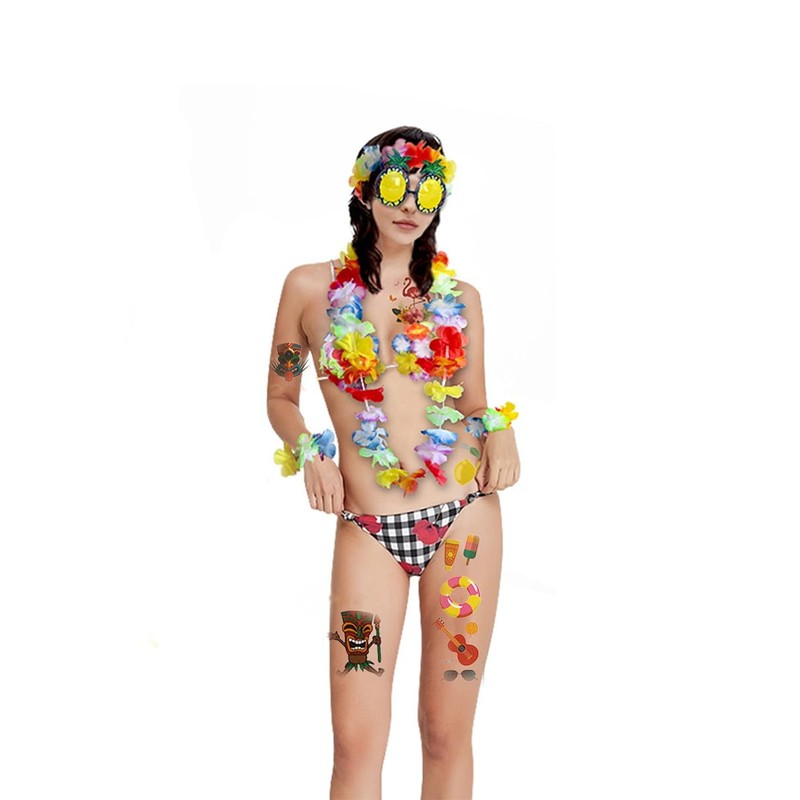 VGRDTW Hawaiian Wreath Set Seven Piece, Hawaiian Fancy Dress, Reusable