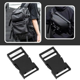 eMagTech 2 Pack Side Opening Metal Buckles 53x29mm Adjustable Quick Release Clip for Backpacks, Belts, Necklaces, Bracelets, Paracords (Black), black
