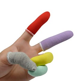 PRETYZOOM 50pcs Finger Cots Cotton Finger Guards Protective Fabric Finger Gloves Finger Protection Fingertip Cover Sleeves (Random Color)